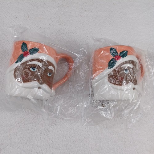 Lot Of Two Black Santa Mugs HGTV Home Collection New - Picture 9 of 9