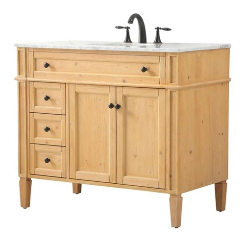 Elegant Decor Park Avenue 40" Aluminum MDF Single Bathroom Vanity - Natural Wood - Picture 1 of 8