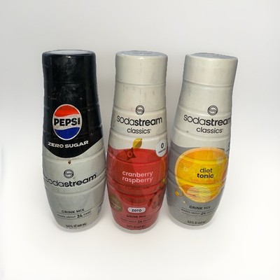 3pk SodaStream Drink Mix Pepsi Zero, Cranberry Raspberry, Diet Tonic BB 7/20/26