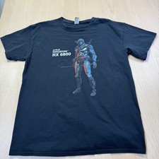 AMD Radeon RX 6800 Graphic Card Character T Shirt Black Gildan Cotton Men Large