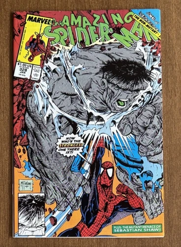 Amazing Spider-Man 328 Jan 1990 The Hulk, VF+ (8.5) Last McFarlane art on ASM