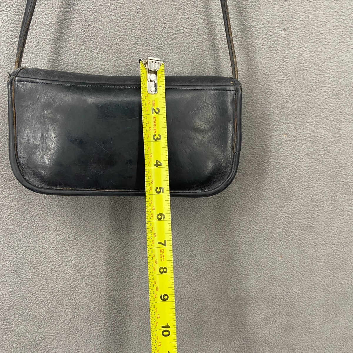 Vtg Coach Dinky Handbag Womens Black Leather Zip Pockets Turn Lock Crossbody Bag View 5