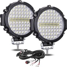 7 Inch Round LED Off Road Driving Lights with Wiring Harness DT Plug, 120W 12000