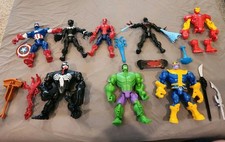 Marvel Superhéroe Mashers Lote Hulk, Thanos, Venom, Miles Morales Accesorios
