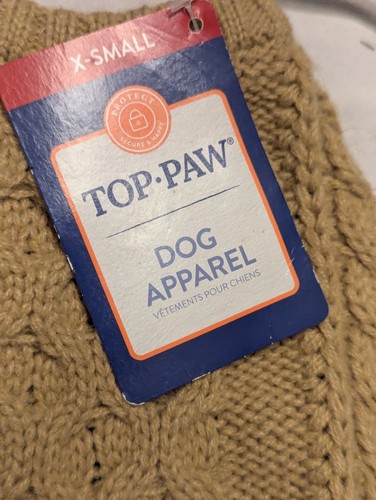 Top Paw Brown Fashion Cable Knit Dog Sweater Warm XS NEW!! - Picture 2 of 4