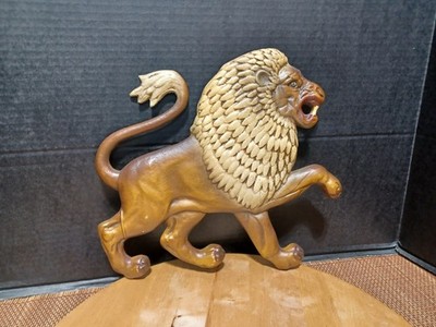 Vtg 1965 Leo African Jungle Lion Cat Cast Metal Wall Hanging Old Century Forge