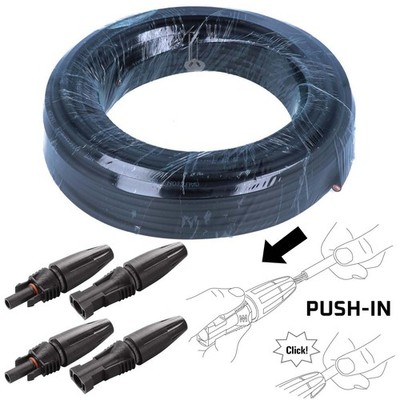 XENES Connect PV Solarkabel 4mm² Schwarz 50 m 4 Paar Solarstecker Weidmüller PV-