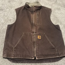 Carhartt Mock-Neck Lined Vest V33 DKB Dark Brown Size Large