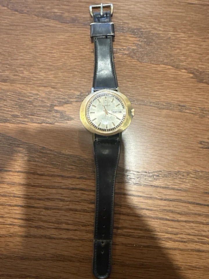 Reloj Hombre Benrus UFO Automático Día-Fecha 17 Joyas Dorado Años 60-70 De Colección Foto 4 de 4