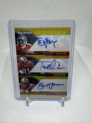 Prizm Black Triple Auto Steve Young, Terrell Owens, Brent Jones