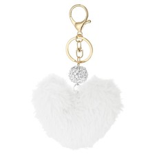 Faux Fur Pom Pom Keychain Artificial Cute Puff Ball Keychain White