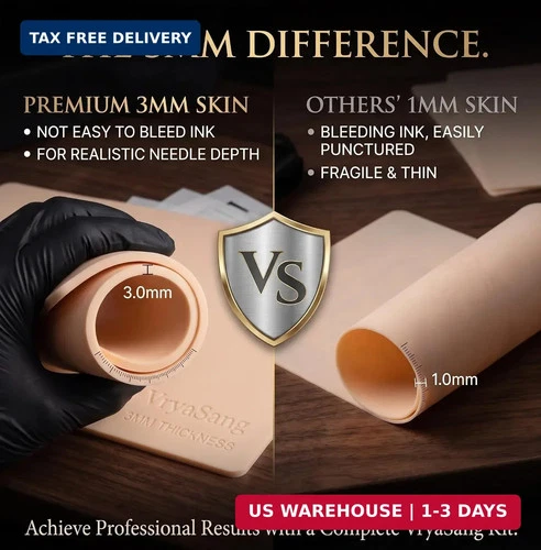 Premium 3MM Double-Sided Tattoo Practice Skin Kit, 13PCS - 3 Thick Blank Fake Sk image 3