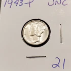 1943-P  MERCURY DIME BU-UNC  #21