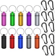 Small Portable Pill Case with 10 Pack 10 Carabiner Clips, Multicolor