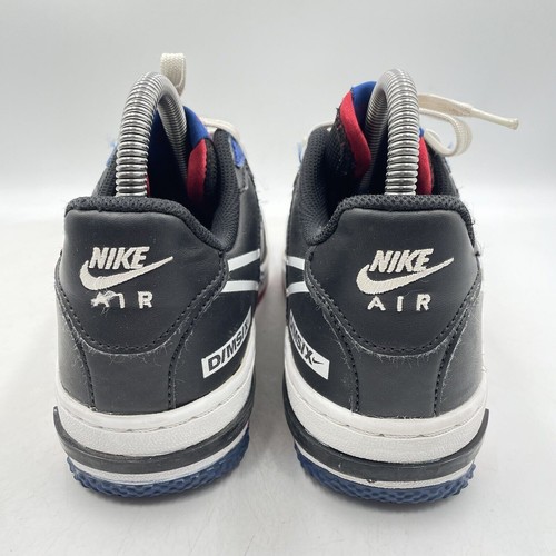 NIKE AIR FORCE 1 REACT BLACK TRAINERS SIZE UK 4 GYM RED LEATHER BLUE CT5117-002 - Picture 5 of 8