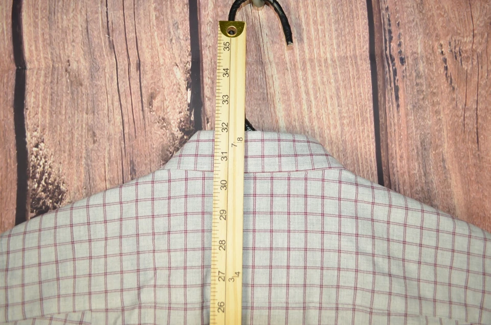 Camisa David Donahue Fusion Abotonada Gris Granate Para Hombre 16.5/Grande Foto 2 de 4