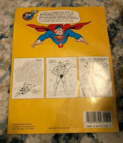 Libro da colorare e attività Superman edizione 50° compleanno 1987 - Foto 2 di 3