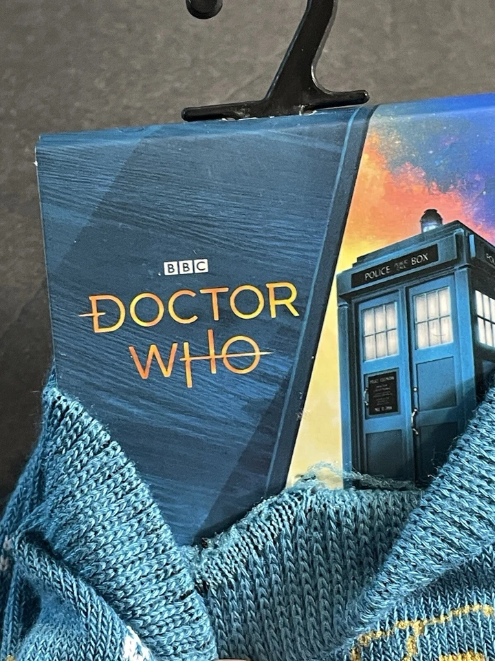 Calcetines Doctor Who verde azulado estampado geométrico mezcla de poliéster verde azulado nuevos Foto 4 de 4