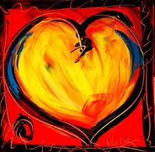 GOLDEN HEART CANVAS IMPRESSIONIST IMPASTO ARTIST  Original Oil Painting G4FyB45G