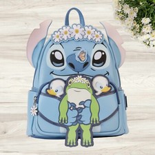 Loungefly Disney Lilo and Stitch Springtime Cosplay Mini-Backpack Purse Bag Blue