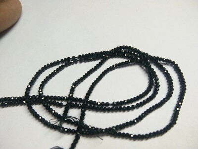 5 Strands Lot Black Spinel Micro Faceted Rondelle Beads 2-2.5mm 13'' Strand