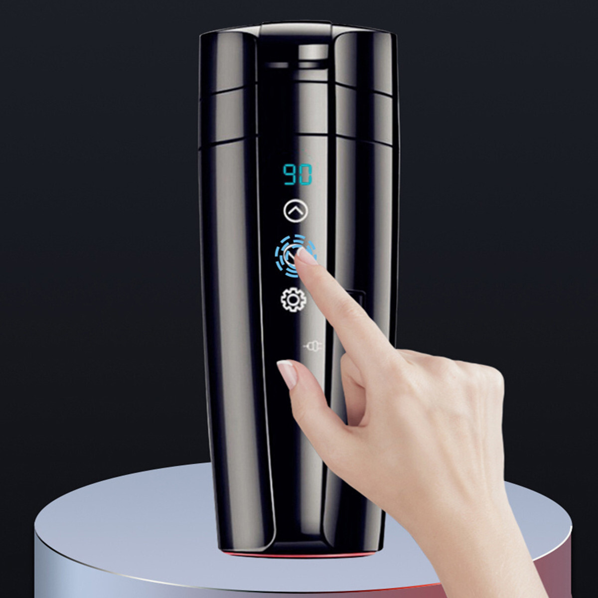 Portable Car Electric Heating Cup Travel Mug Warmer Touch Temperature Adjustable