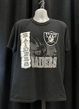 Vintage Raiders Black T Shirt Single Stitch Crewneck USA Made Team Rated Sz XL