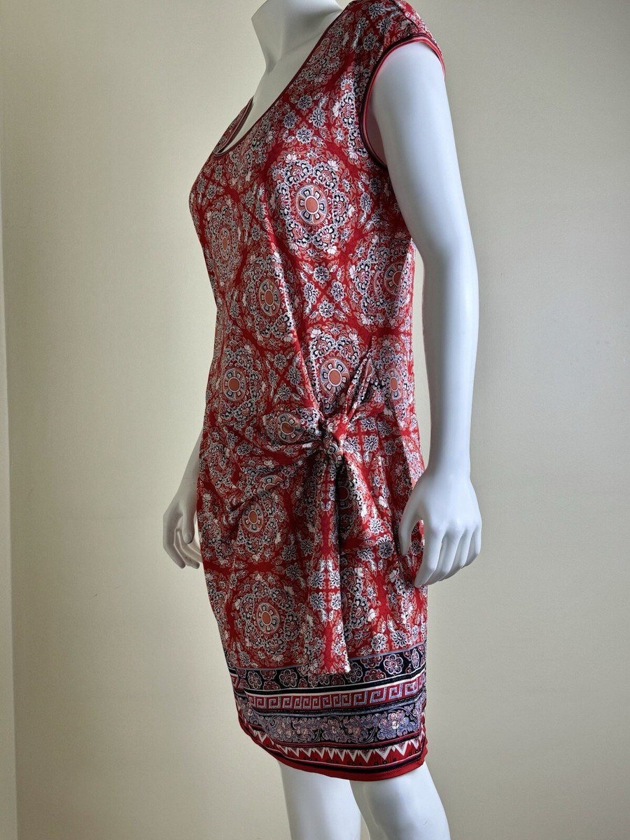 max studio red wrap dress Red wrap dress white hearts Large Max Studio