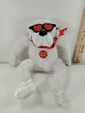 Dan Dee Valentine monkey 9" White Plush Heart Sunglasses Bow