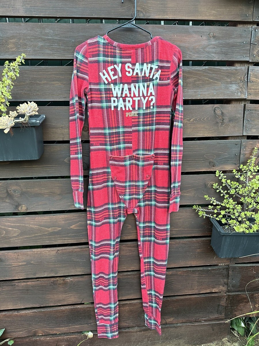 Plaid Christmas Onesie Pajamas With Back Flap PINK Victorias - Main Image