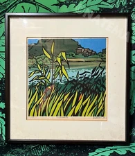 CLIFTON KARHU "MIDORIGAIKE" Woodblock Signed Framed Certificated Ed115 1982
