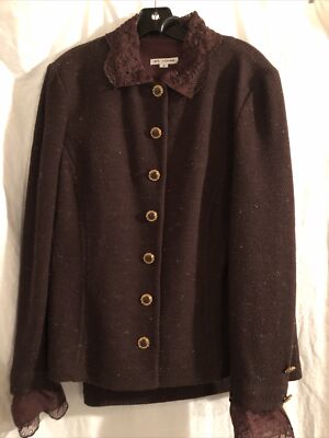 Vintage St John Collection CLASSIC knit suit BROWN 8 JACKET SKIRT  6