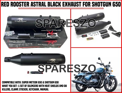 RED ROOSTER ASTRAL BLACK EXHAUST FIT FOR ROYAL ENFIELD SHOTGUN 650
