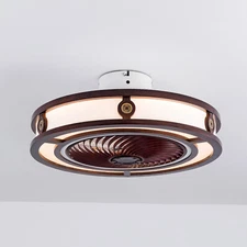 20inch LED Small Ceiling Fan Modern Semi-Enclosed Flush Mount Remote Control