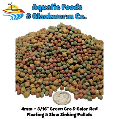 20-lbs 4mm 3-Type Green GRO, Color Red Floating & Slow Sinking Pellets. KGM-200