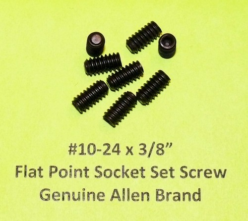 25 #10-24 X 3/8" FLAT POINT SOCKET SET SCREWS, ALLEN BRAND, ALLOY STEEL USA - Picture 3 of 4