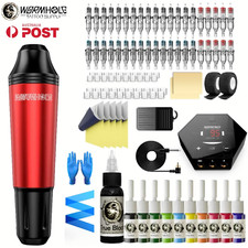 Wormhole Tattoo Machine Kit Rotary Motor Pen Gun Inks Power Supply Needle Set AU