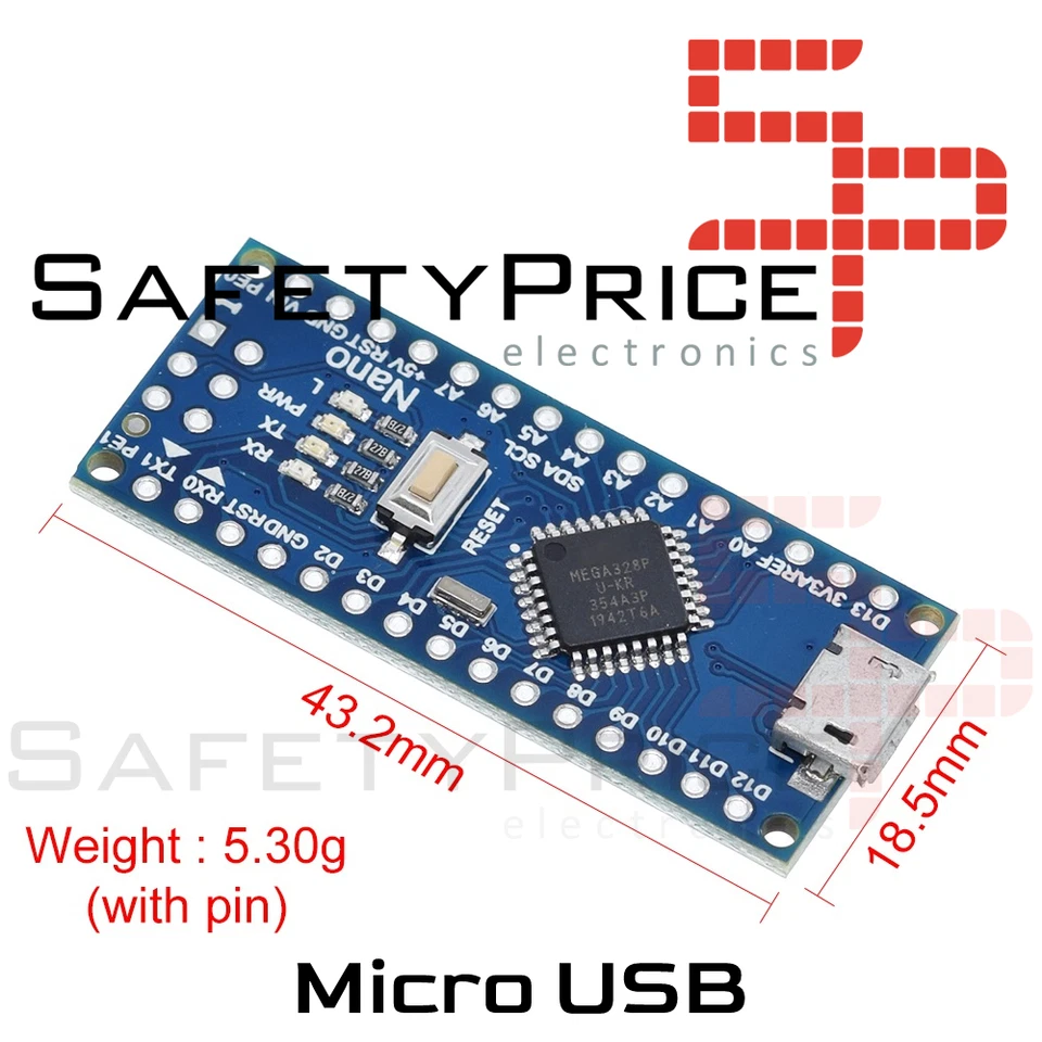 NANO V3.0 ATmega328P CH340G 16Mhz SIN SOLDAR 100% Compatible Arduino MicroUSB - Imagen 2 de 2