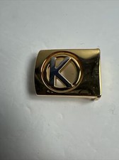 VTG Initial K Belt Buckle Two Tone Swing arm Slider Type Small Monogram Signed