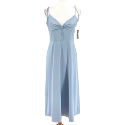 danielle bernstein satin midi dress We Wore What Danielle Bernstein Cobalt Blue Royal Blue Silky Midi Dress XS