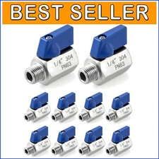 Secure Connection 10 Pack - Stainless Steel 1/4" NPT Ball Valves for Easy Use