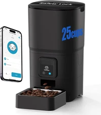 2.4G Wifi Automatic Cat Feeder, 6L/25Cup Automatic Pet Feeder with APP Control f