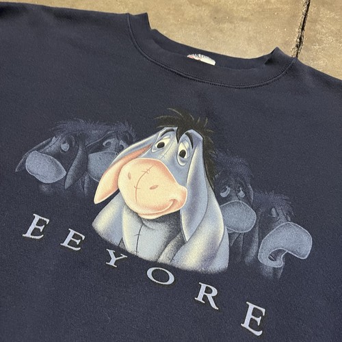Vintage Eeyore Sweatshirt Large Navy Blue Winnie the Pooh Cartoon Disney Art 90s - Picture 5 of 8
