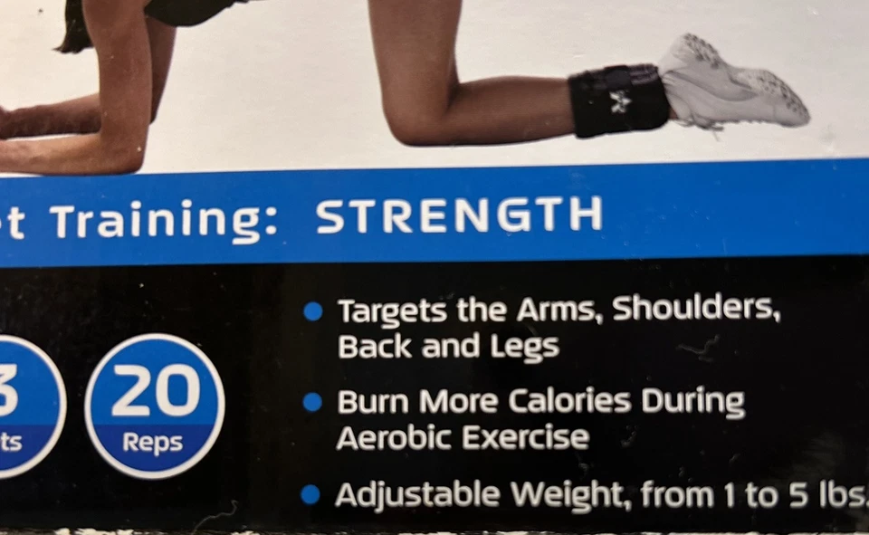 Par de pesas ajustables de tobillo/muñeca Valeo 5 lb. 2 piezas. Objetivo-Fuerza/Ajuste Foto 2 de 4