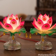 2pcs New Buddhistic Lotus Lamp Colorful Lotus Lamp Desktop Decoration Collect