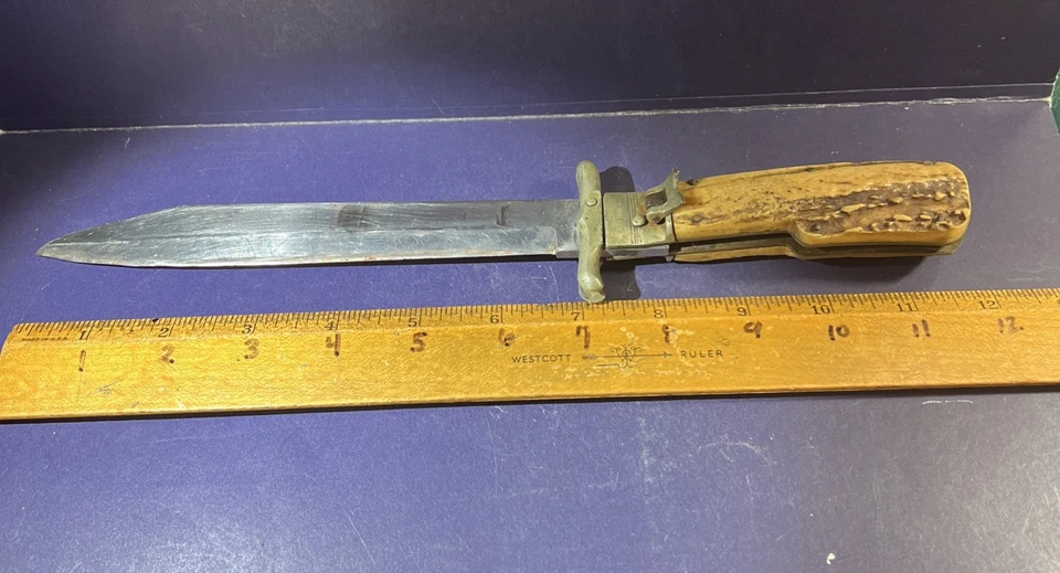 Vintage Knife STAG Folding Bowie Cheetah Swing Guard!! Used !! 11.5” Long Open!! - Image 3 of 4