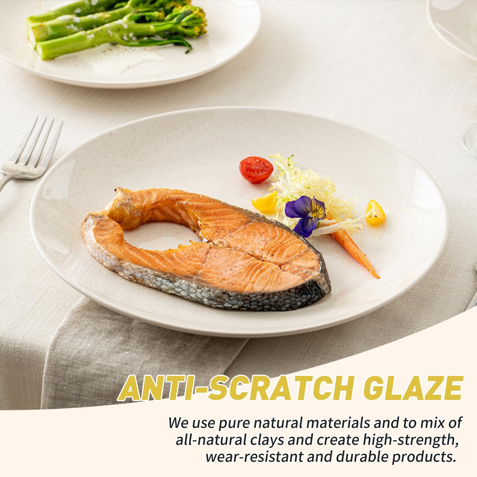 Dafuceramic Plates and Bowls Sets, 12 Pieces Modern Stoneware Dinnerware Set ...