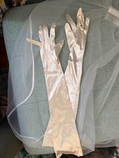 Nylon Spandex Ivory Bridal Full Arm Gloves Vintage