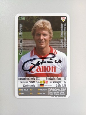 Karlheinz Förster  VfB Stuttgart Quartettkarte Tepe 2010  D4 orig. handsigniert