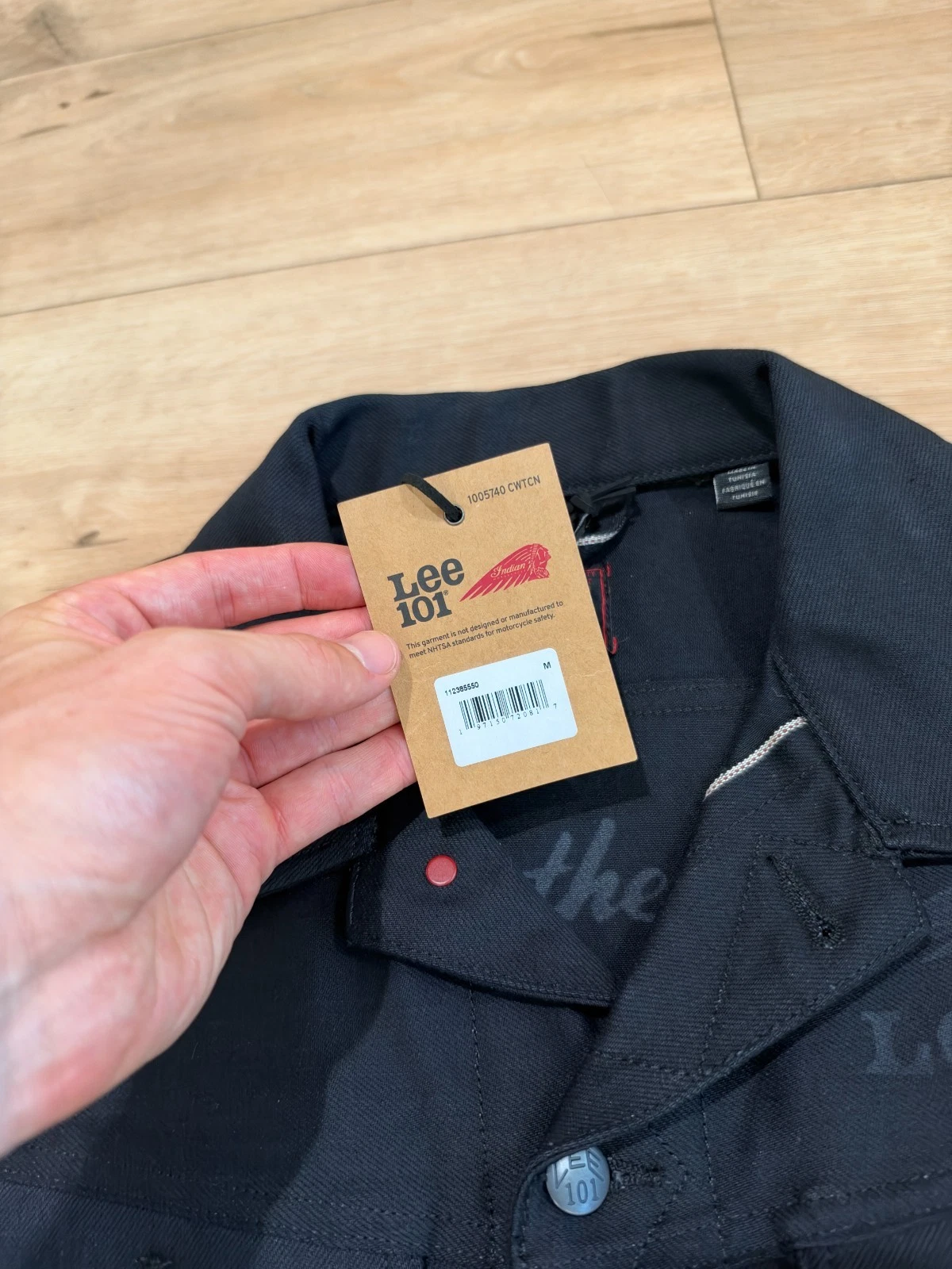 NWT Lee 101 x Indian Motorcycle Rider Jacket Black Selvedge Denim Size M image 3